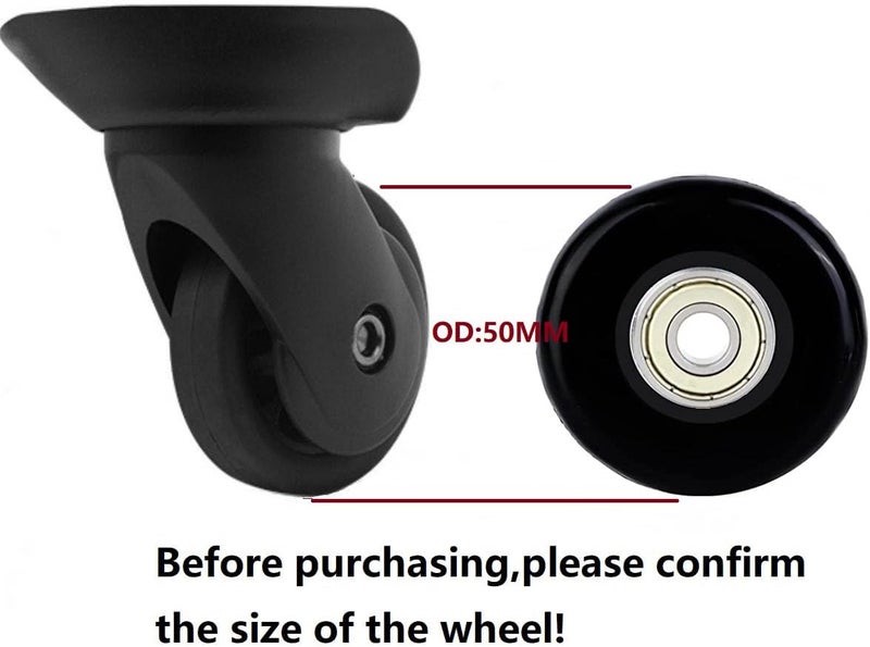 BFLAEPUN 1 Pair Luggage Wheels Replacement 50 * 18mm(1.968"*0.7") with 8mm(0.31") Bearings for Suitcase and Inline Outdoor Skate and Caster Board - Image 4